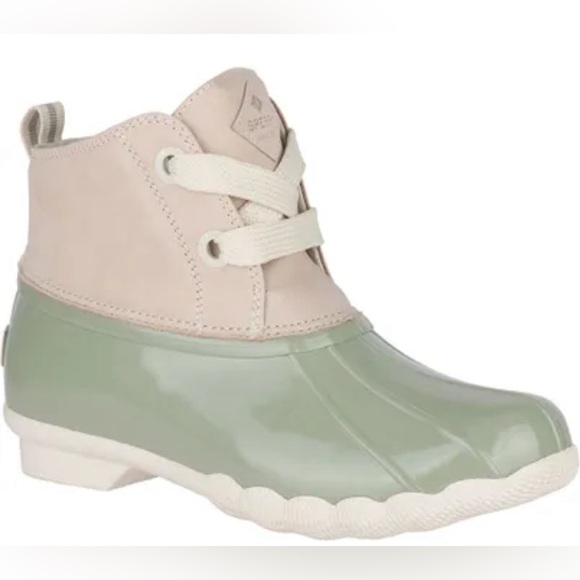 Sperry Shoes - Sperry Women's Saltwater 2-Eye Duck Boots - Ivory/Sage Size 9, Galoshes, Lace Up